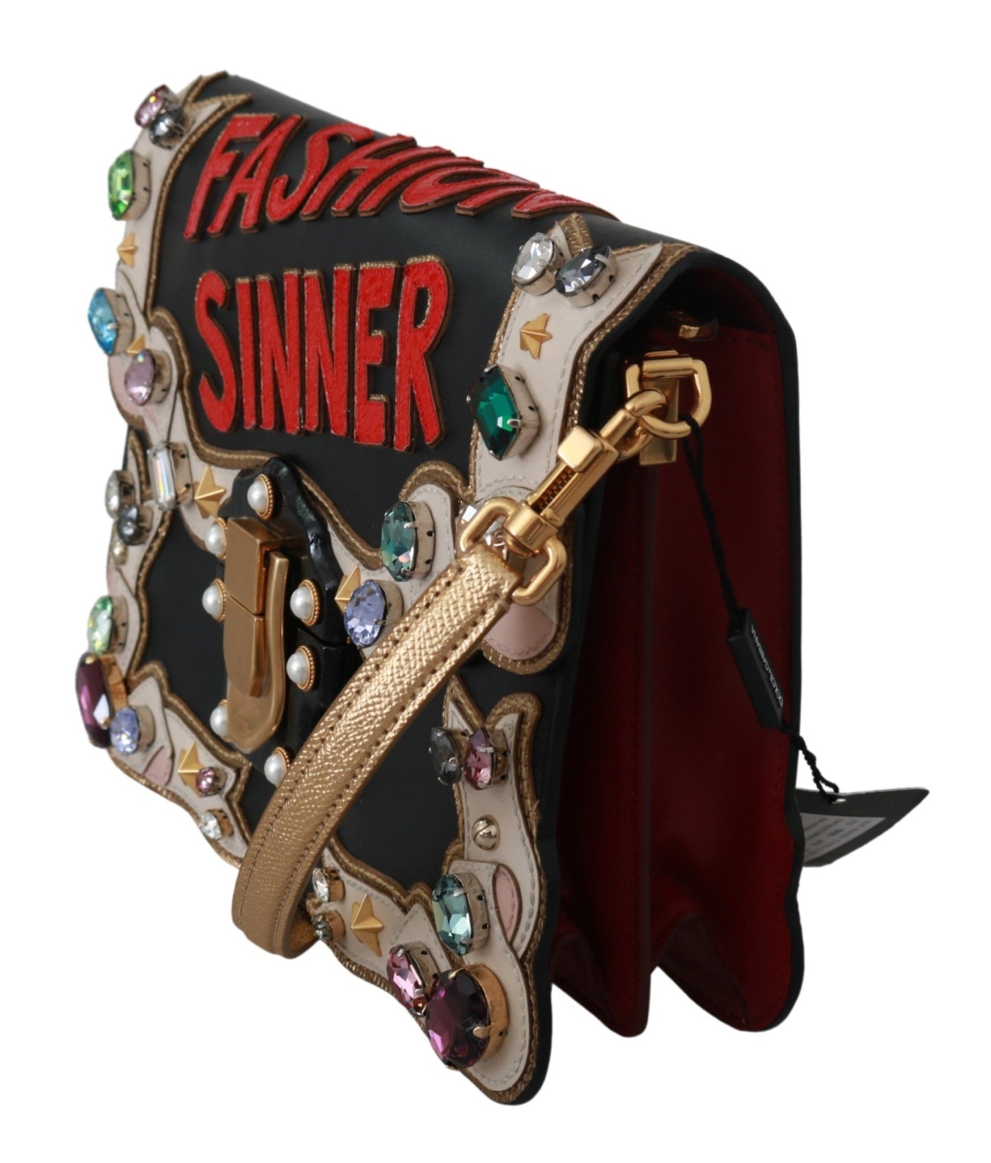 Black Leather Crystal Fashion Sinner Borse LUCIA Purse - coffeewithmee2Dolce & GabbanaP0042S