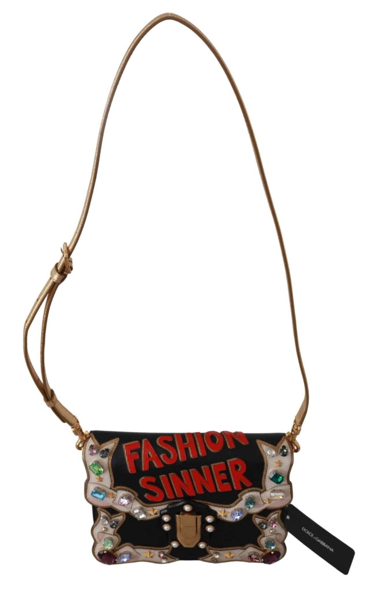 Black Leather Crystal Fashion Sinner Borse LUCIA Purse - coffeewithmee2Dolce & GabbanaP0042S
