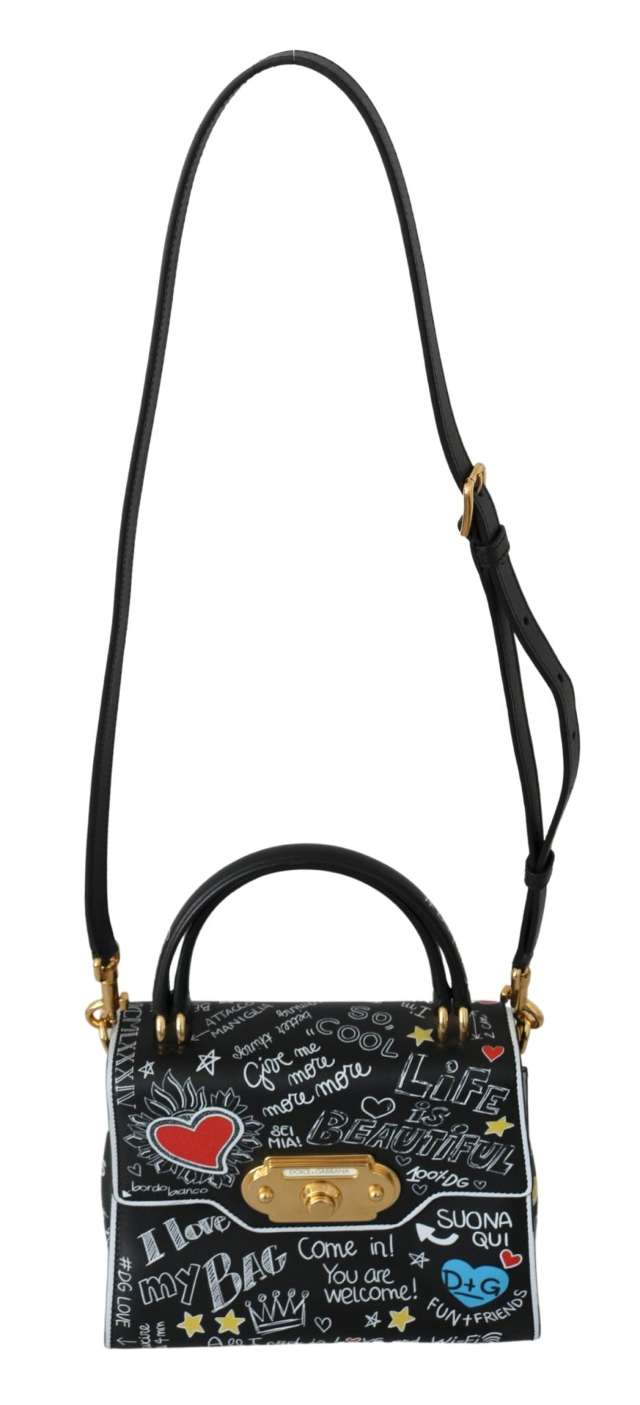 Black Leather DG Heart Crossbody WELCOME Purse - coffeewithmee2Dolce & GabbanaP0100S