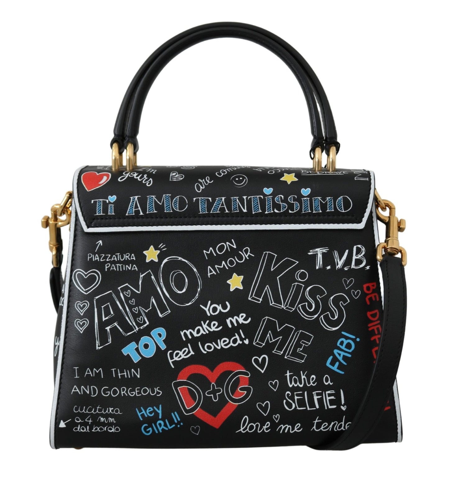 Black Leather DG Heart Crossbody WELCOME Purse - coffeewithmee2Dolce & GabbanaP0100S