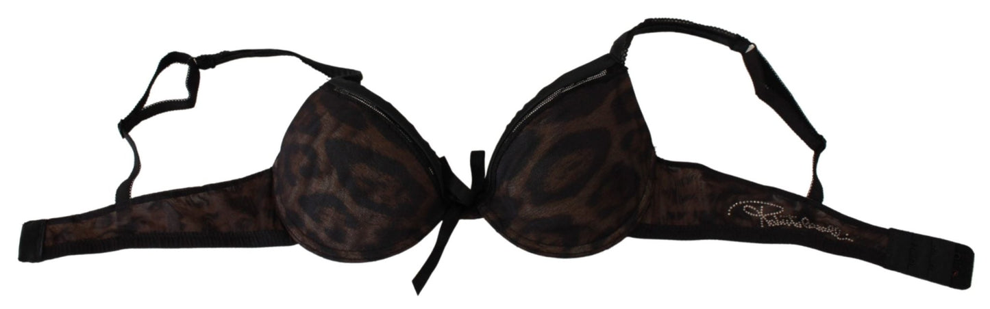 Black Leopard Nylon Push Up Bra Underwear - coffeewithmee2Roberto CavalliP3198S