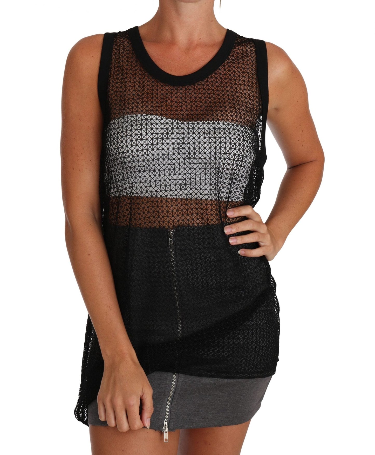 Black Mesh Transparent Blouse T-shirt - coffeewithmee2Dolce & GabbanaP1419S