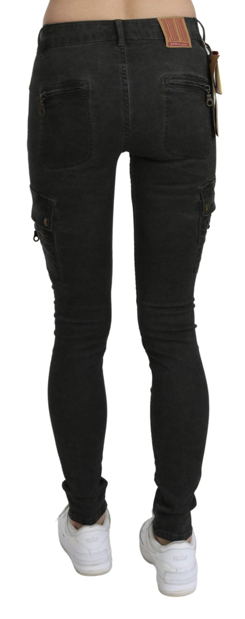 Black Mid Waist Skinny Flared Denim Trouser Cotton Jeans - coffeewithmee2John GallianoP3282S