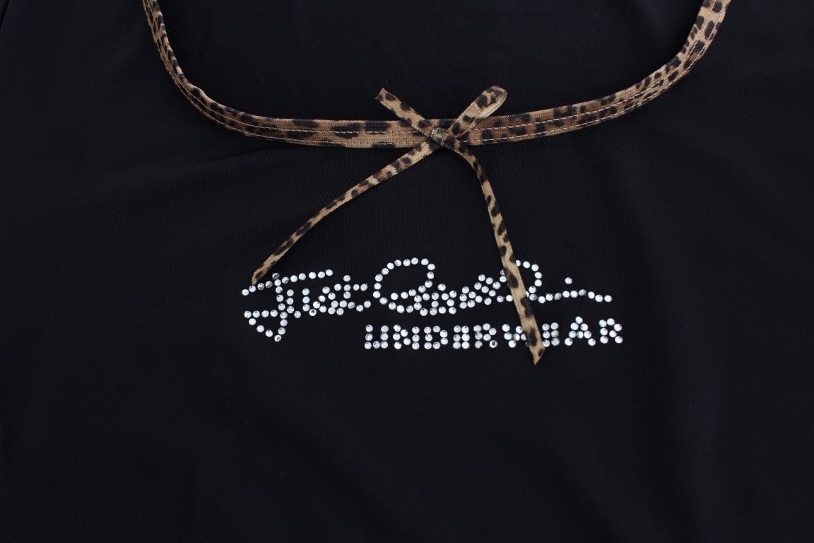 Black Nylon Top T-Shirt - coffeewithmee2CavalliP0536S