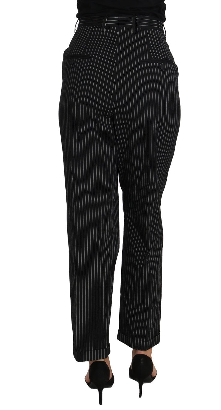 Black Pin Striped Dress Pants Cropped Straight Pant - coffeewithmee2Dolce & GabbanaP1575S