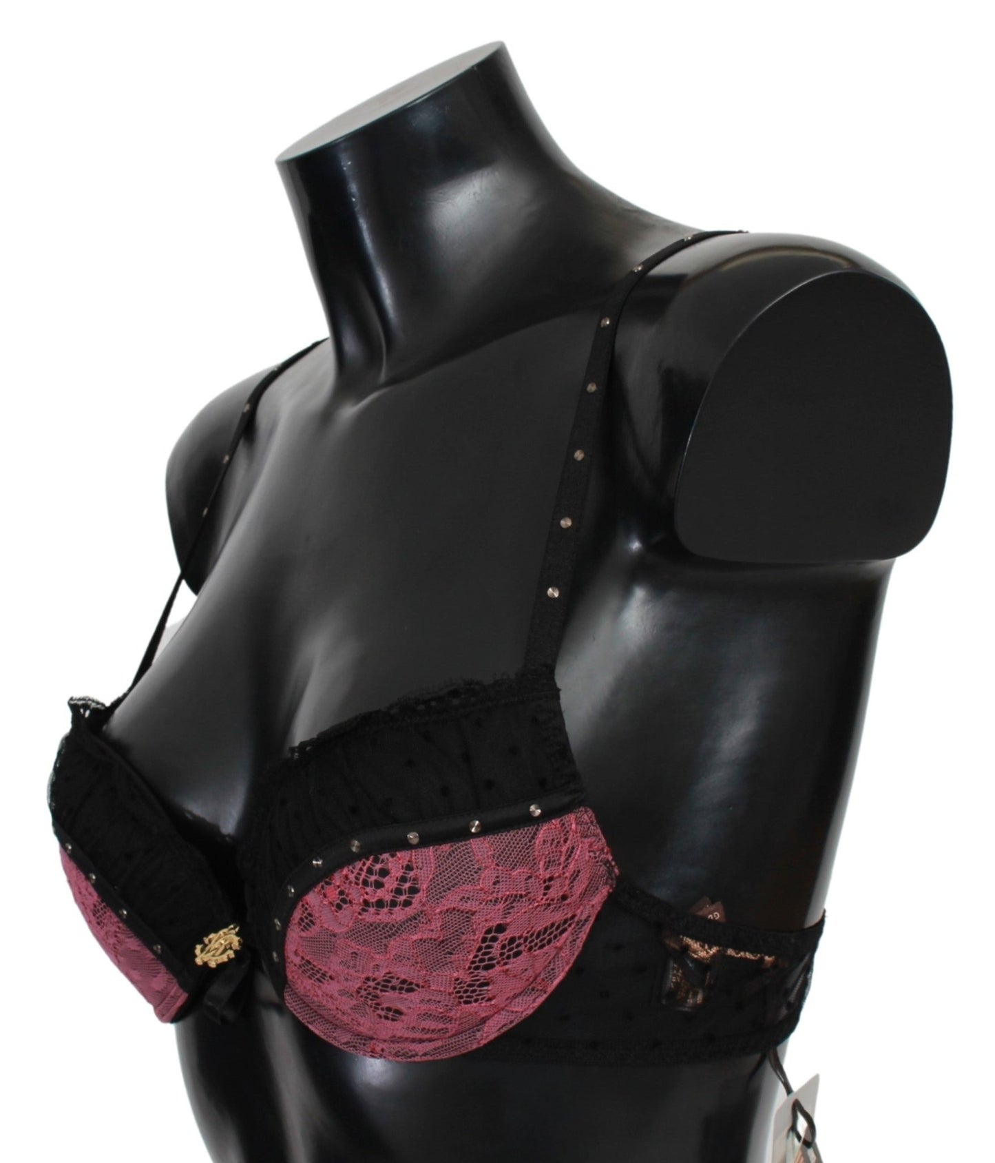 Black Pink Lace Push Up Bra Underwear - coffeewithmee2Roberto CavalliP5664S