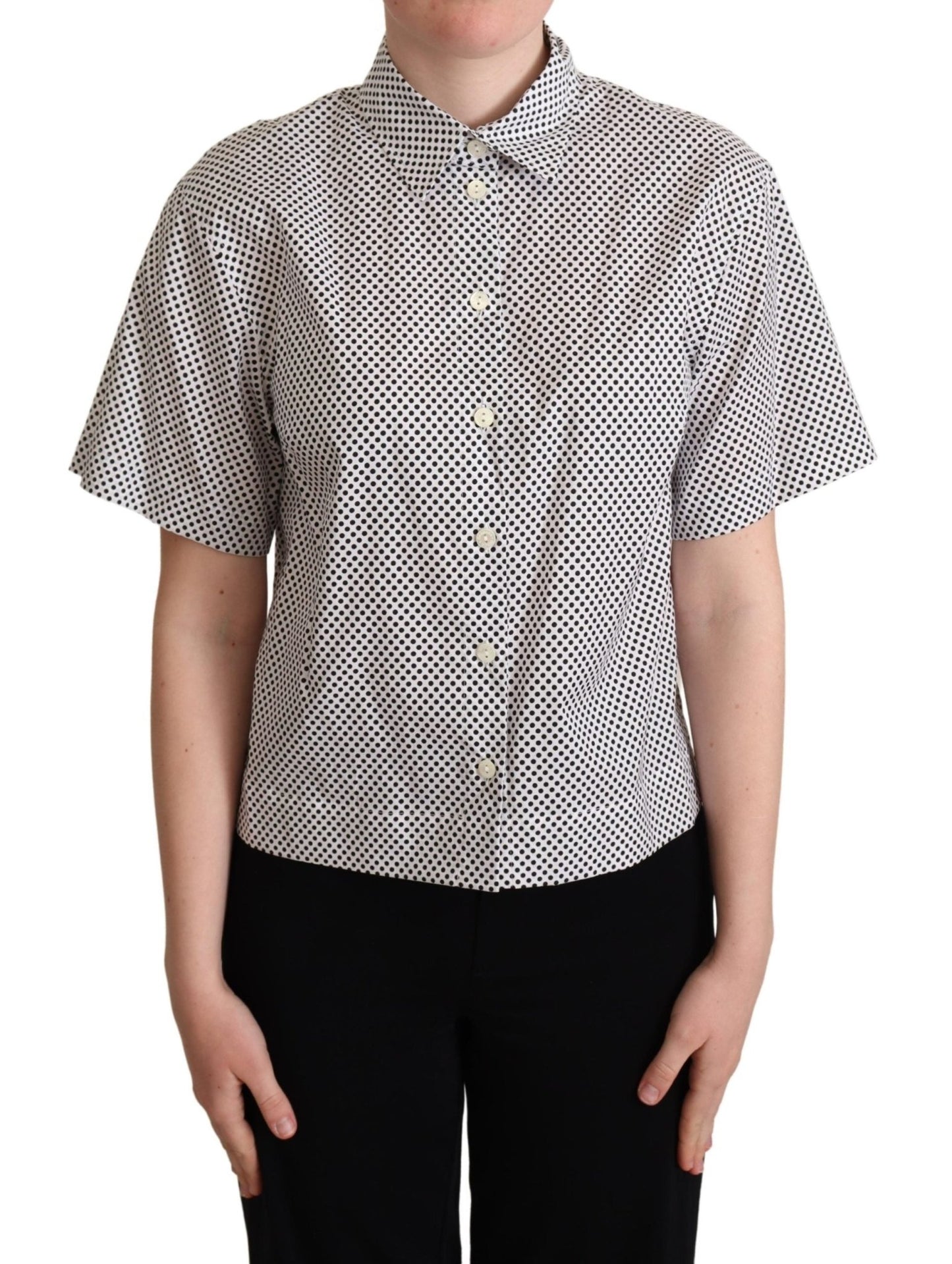 Black Polka Dot Collared Shirt White - coffeewithmee2Dolce & GabbanaP5014S