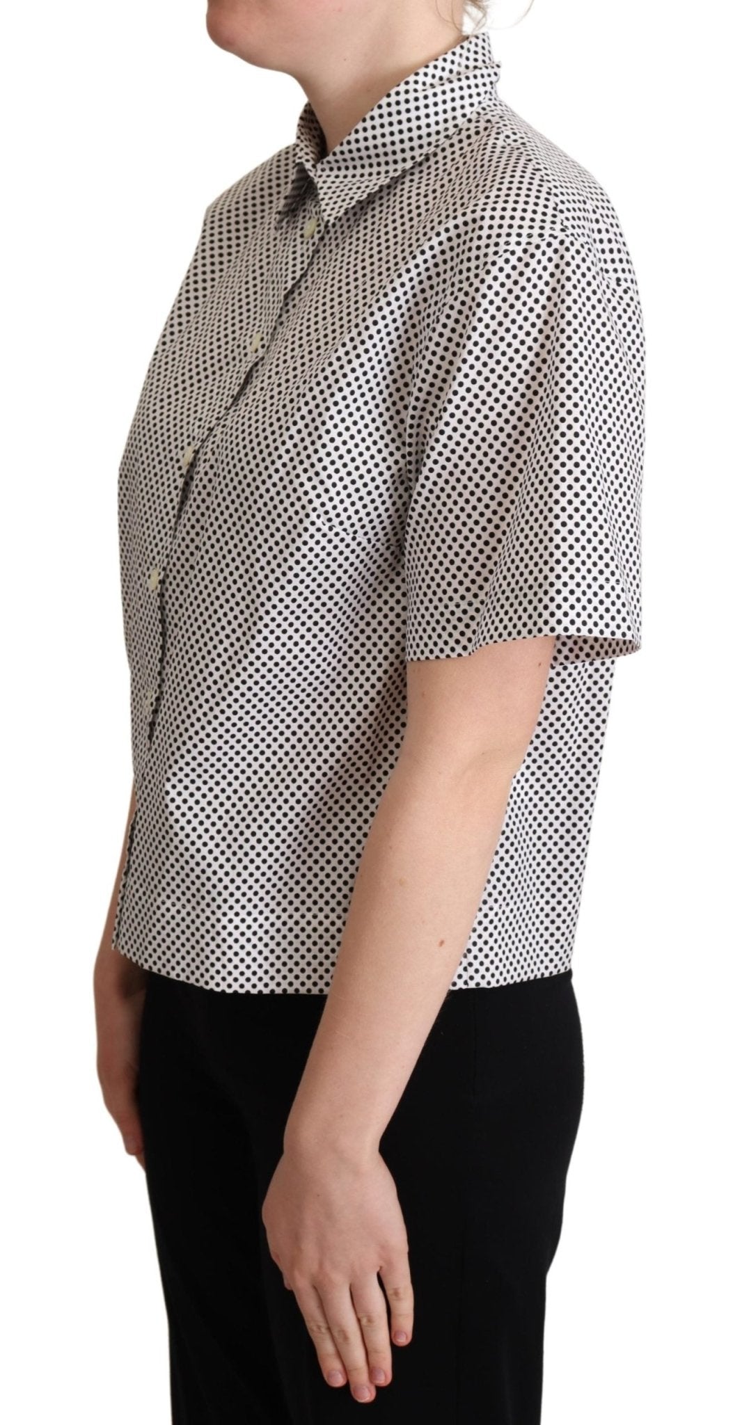 Black Polka Dot Collared Shirt White - coffeewithmee2Dolce & GabbanaP5014S