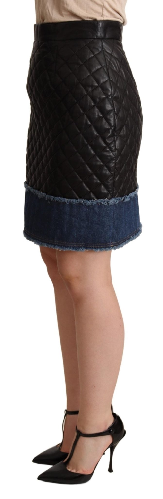 Black Quilted Leather Mini Skirts - coffeewithmee2Dolce & GabbanaP5000S