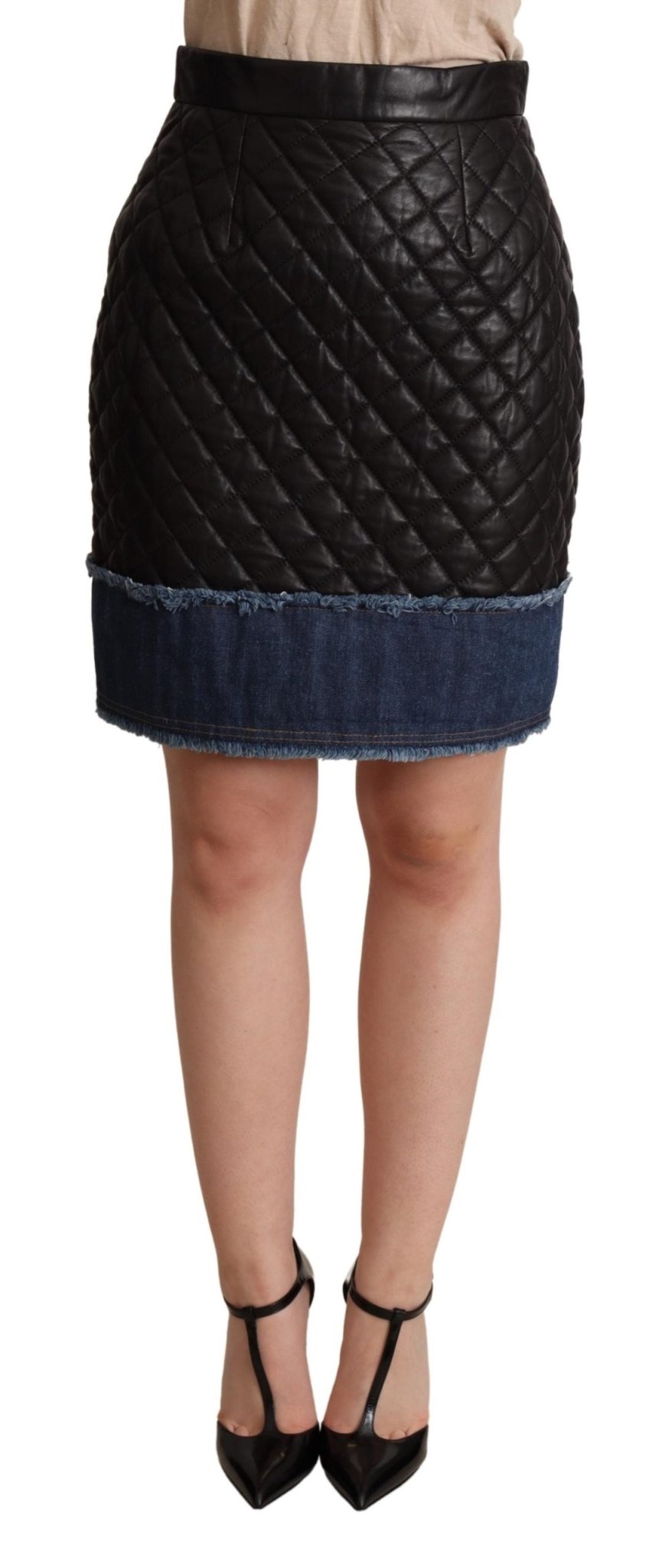 Black Quilted Leather Mini Skirts - coffeewithmee2Dolce & GabbanaP5000S