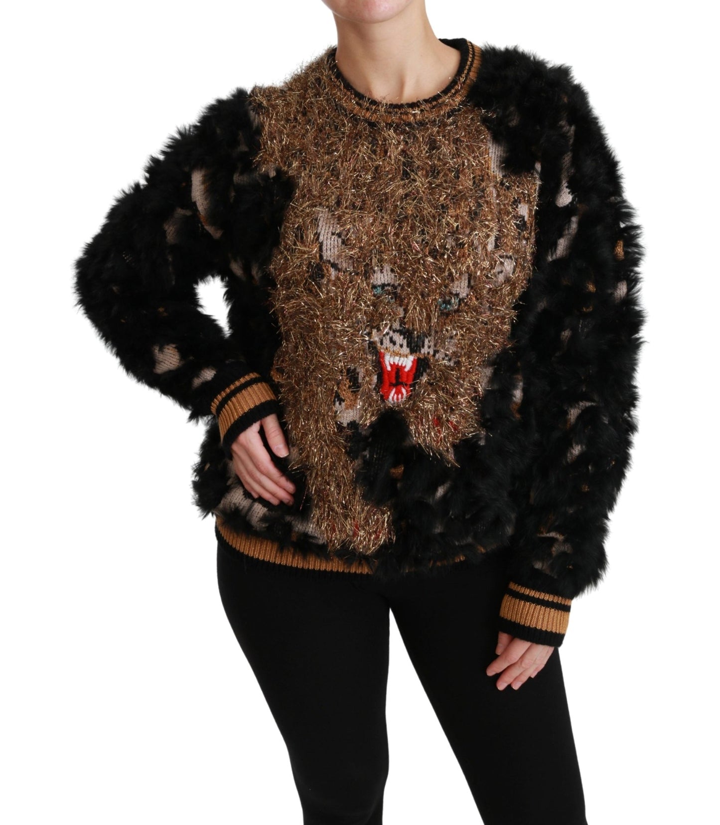Black Rabbit Fur Pullover Wool Sweater - coffeewithmee2Dolce & GabbanaP2871S