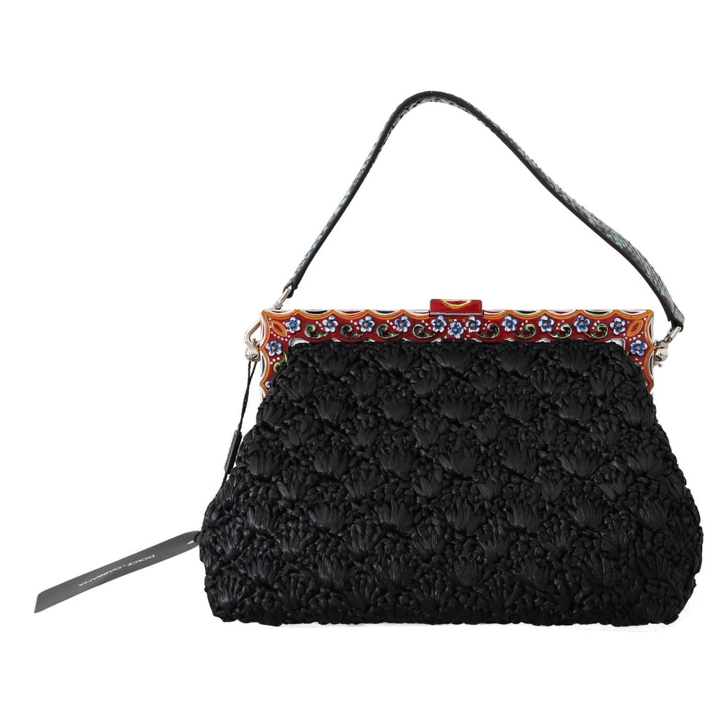 Black Raffia Leather Borse VANDA Carretto Purse - coffeewithmee2Dolce & GabbanaP0078S