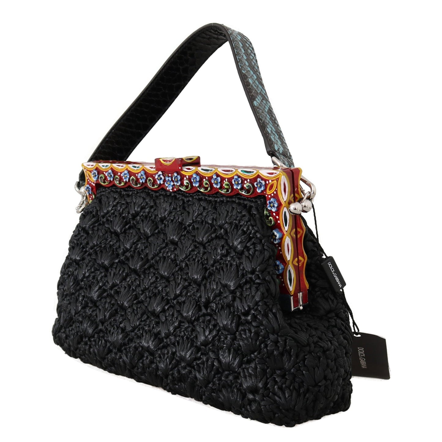 Black Raffia Leather Borse VANDA Carretto Purse - coffeewithmee2Dolce & GabbanaP0078S