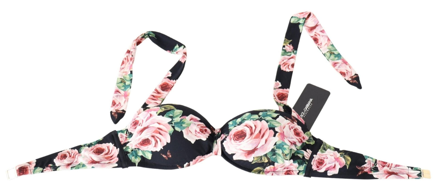 Black Roses Print Swimsuit Beachwear Bikini Tops - coffeewithmee2Dolce & GabbanaP4115S