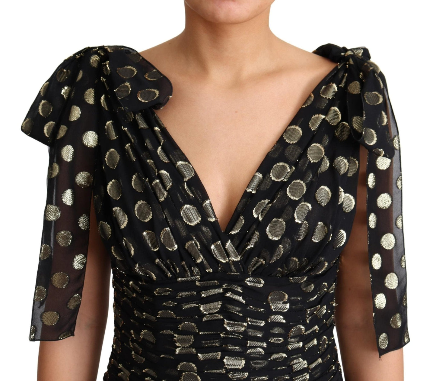 Black Round Pattern Gold Lurex Silk Maxi Dress - coffeewithmee2Dolce & GabbanaP4400S