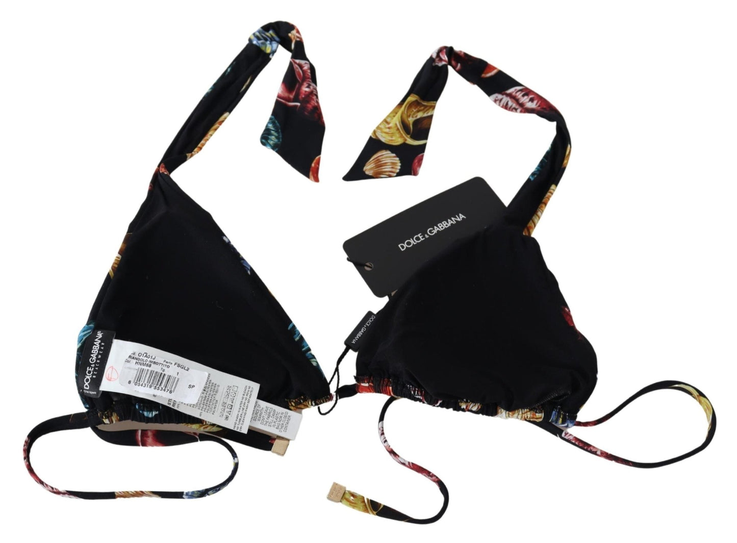 Black Seashells Print Halter Swimwear Bikini Tops - coffeewithmee2Dolce & GabbanaP4140S