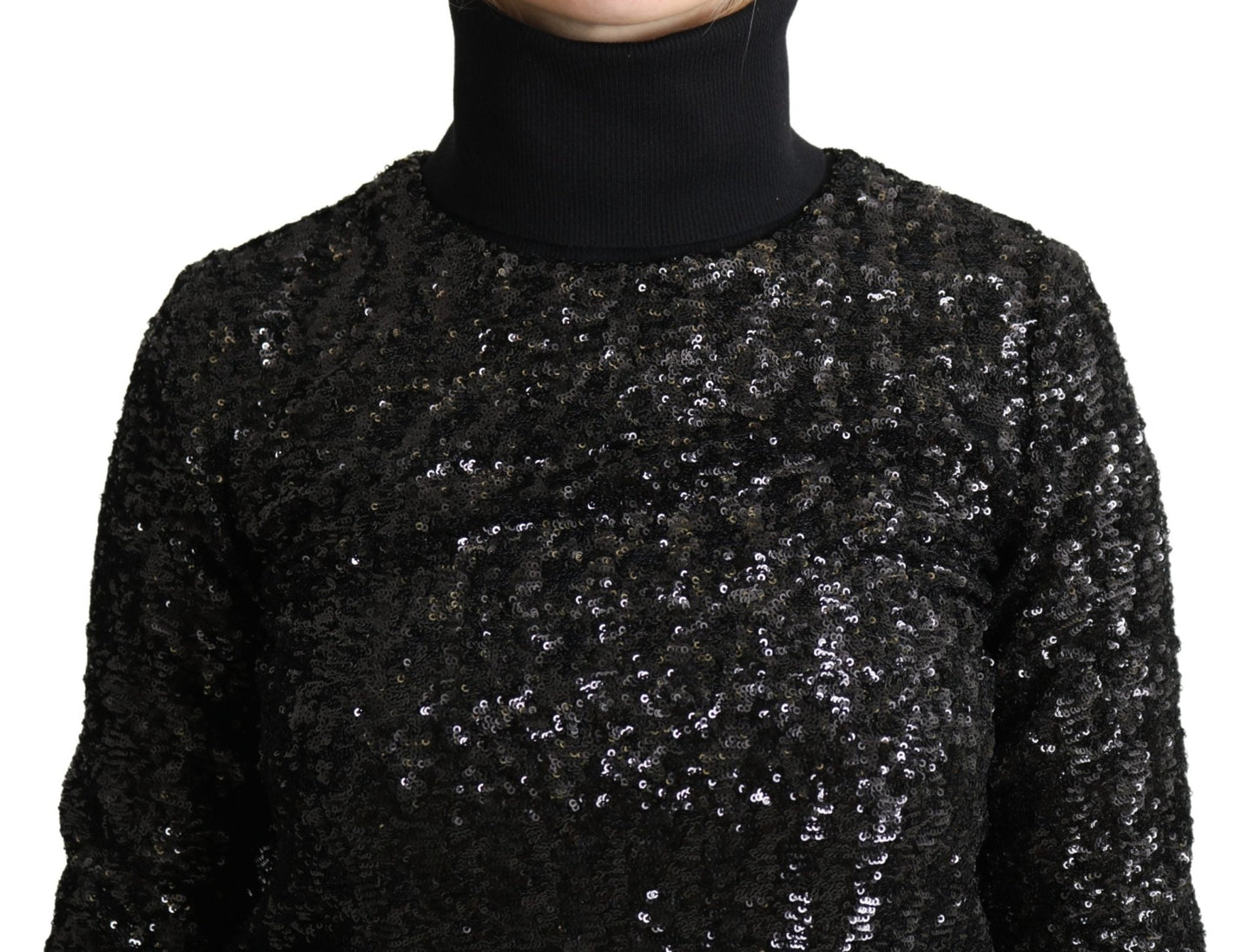 Black Sequined Knitted Turtle Neck Sweater - coffeewithmee2Dolce & GabbanaP3700S