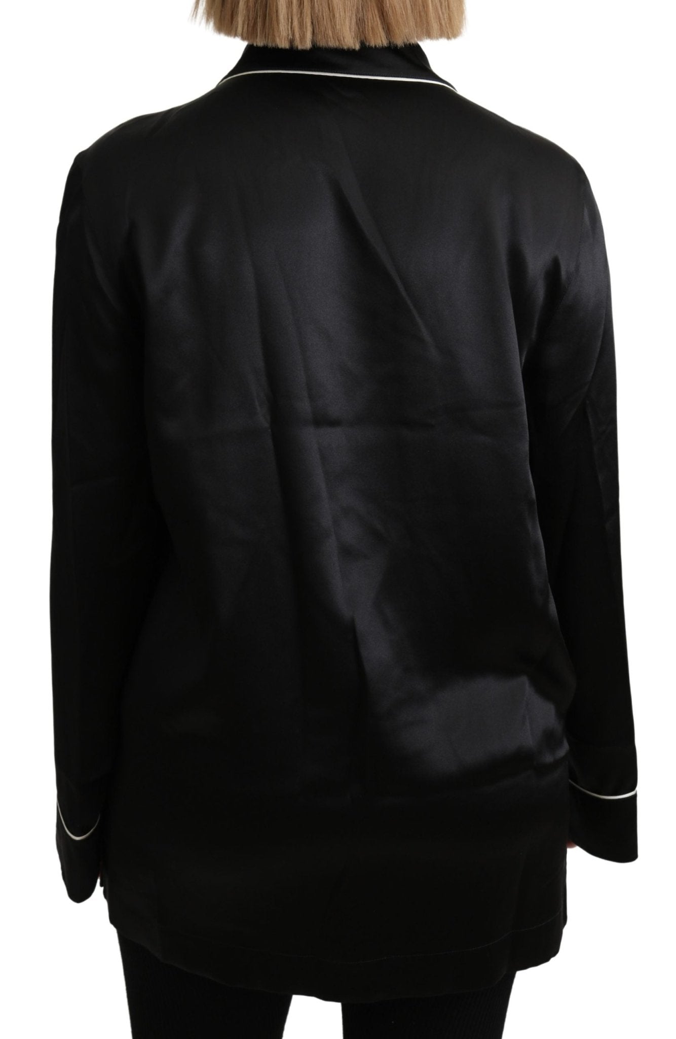 Black Shirt Silk Stretch Top Blouse - coffeewithmee2Dolce & GabbanaP5654S