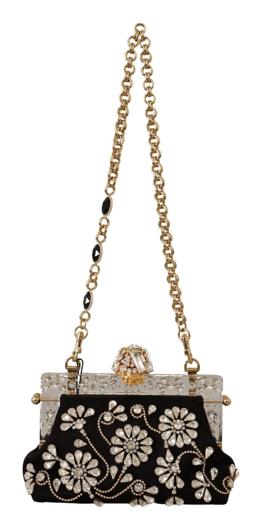 Black Silk Floral Crystal Clutch Evening VANDA Bag - coffeewithmee2Dolce & GabbanaP0393S