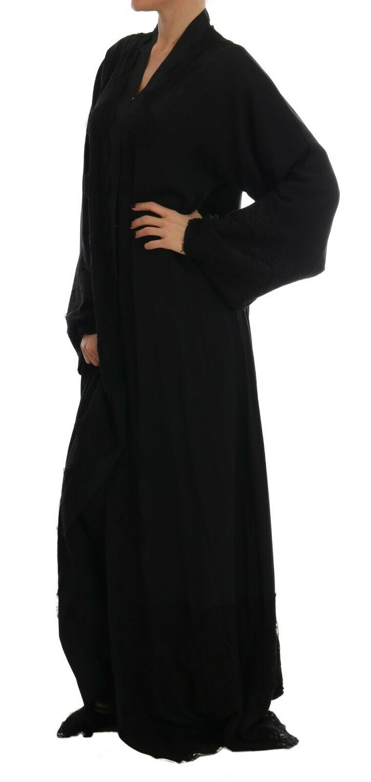 Black Silk Ricamo Kaftan Abaya Dress - coffeewithmee2Dolce & GabbanaP5683S