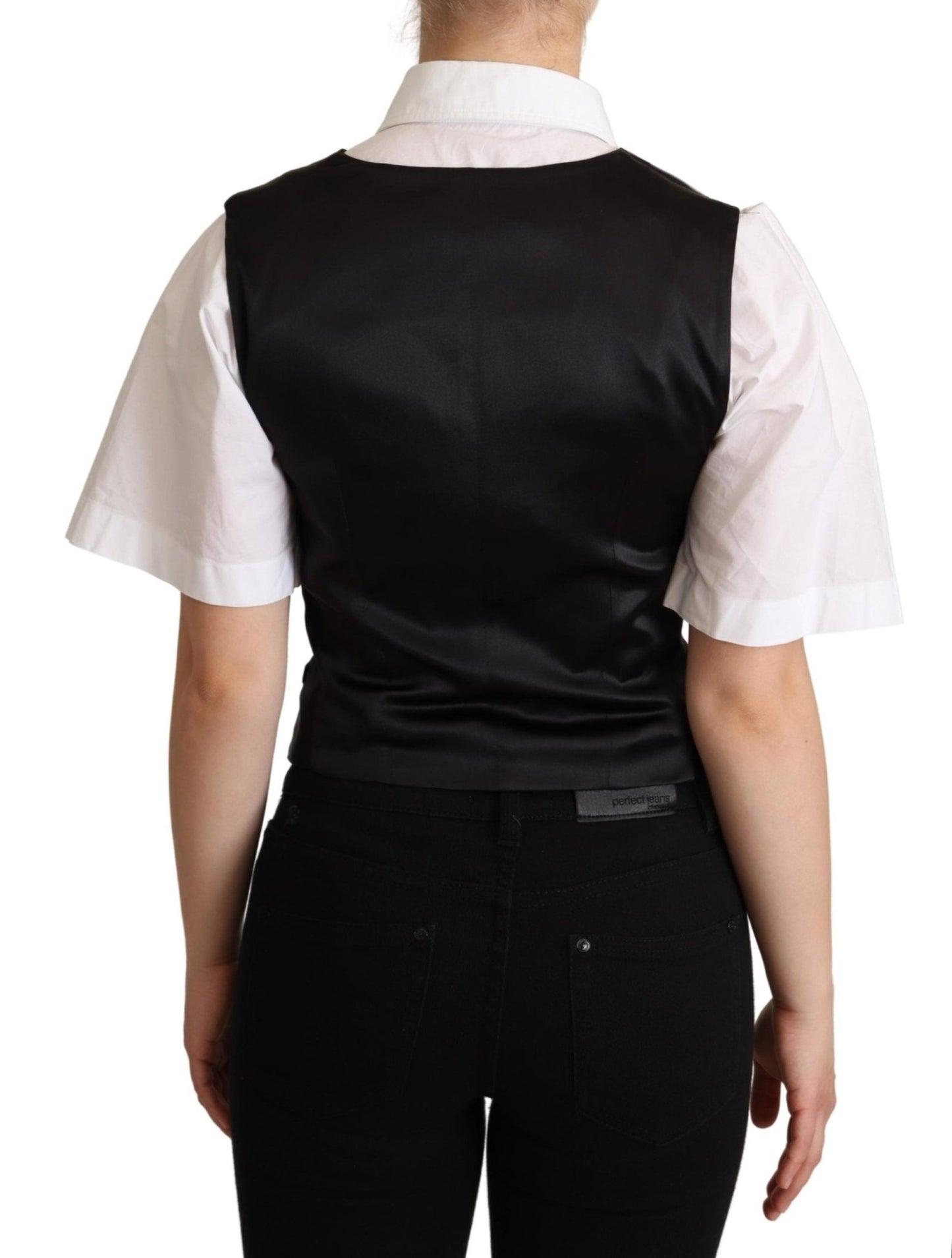 Black Silk Sleeveless Waistcoat Vest - coffeewithmee2Dolce & GabbanaP5287S
