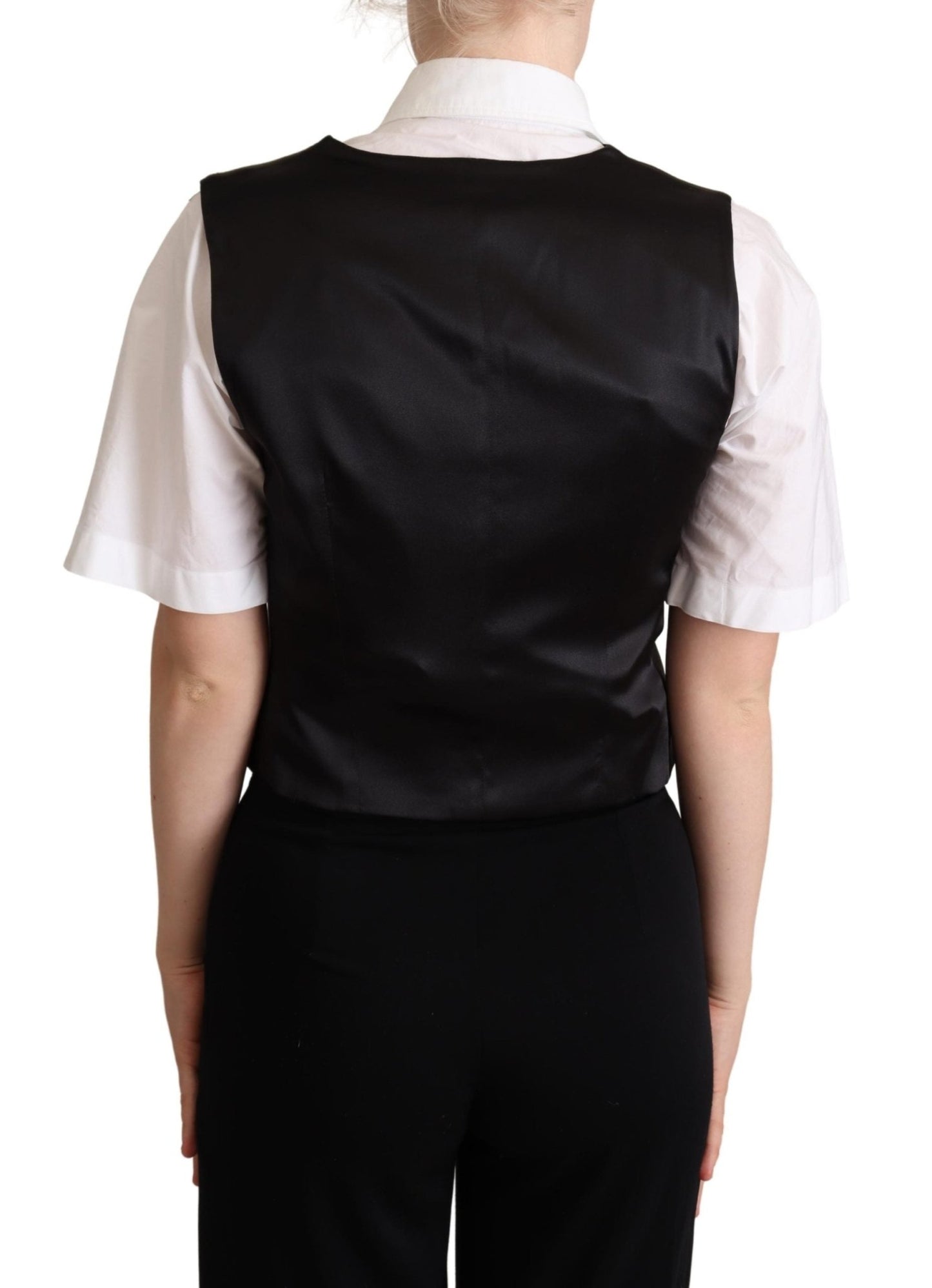 Black Silk Sleeveless Waistcoat Vest - coffeewithmee2Dolce & GabbanaP5279S