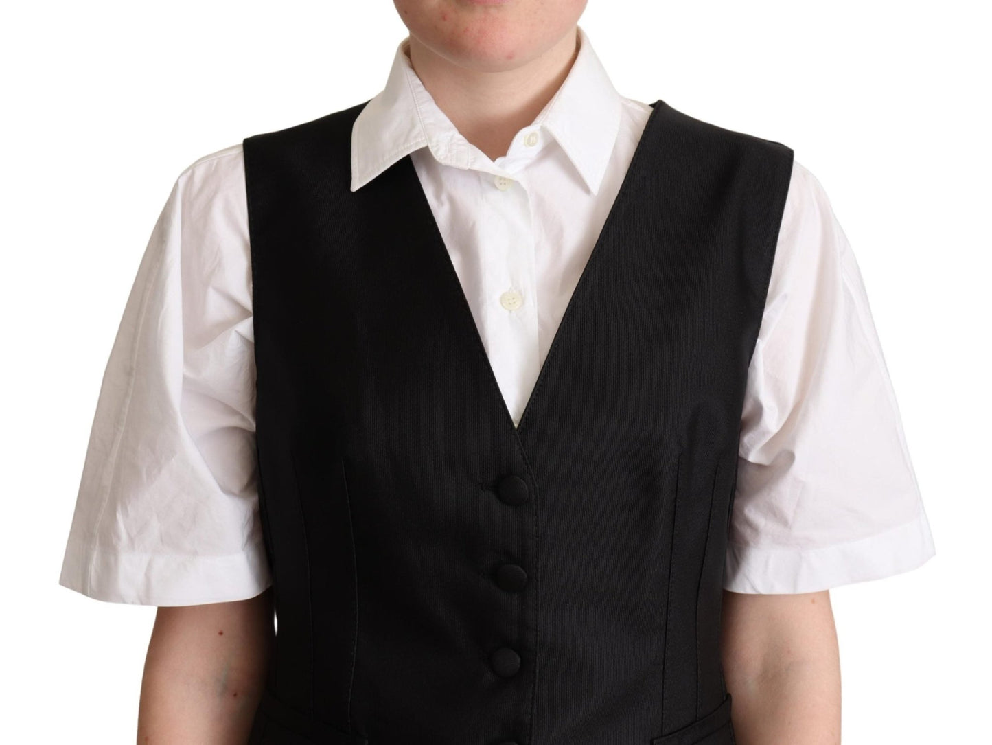 Black Silk Sleeveless Waistcoat Vest - coffeewithmee2Dolce & GabbanaP5279S