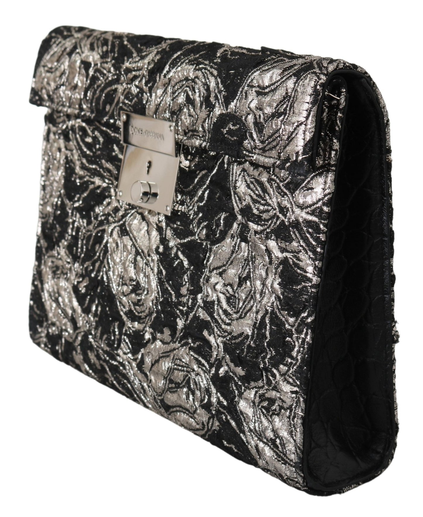Black Silver Jacquard Leather Document Briefcase Bag - coffeewithmee2Dolce & GabbanaP0118S