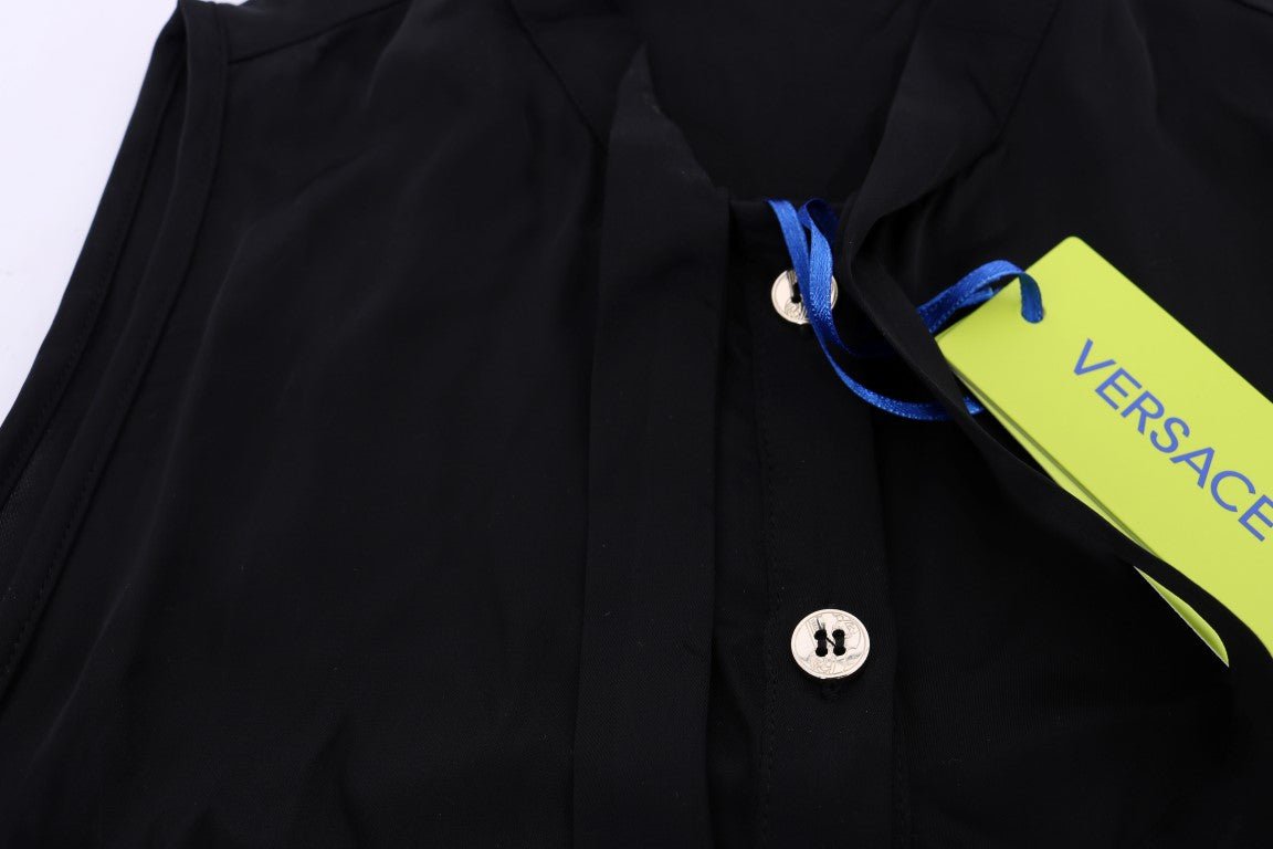 Black Sleeveless Viscose Blouse Top - coffeewithmee2Versace JeansP2024S