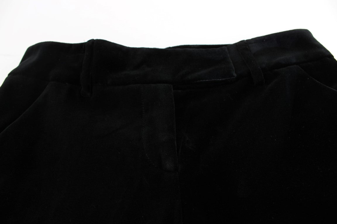 Black Striped Velvet Viscose Bootcut Pants - coffeewithmee2Ermanno ScervinoP1852S