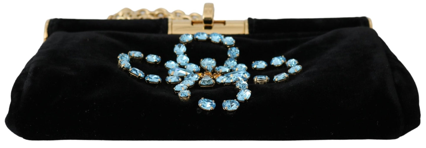Black Velvet Crystal Studs Women Crossbody Sling Borse Bag - coffeewithmee2Dolce & GabbanaP0139S