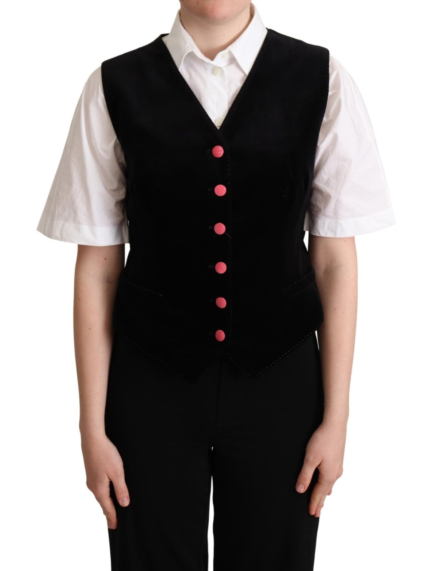 Black Velvet Sleeveless Waistcoat Vest - coffeewithmee2Dolce & GabbanaP5281S