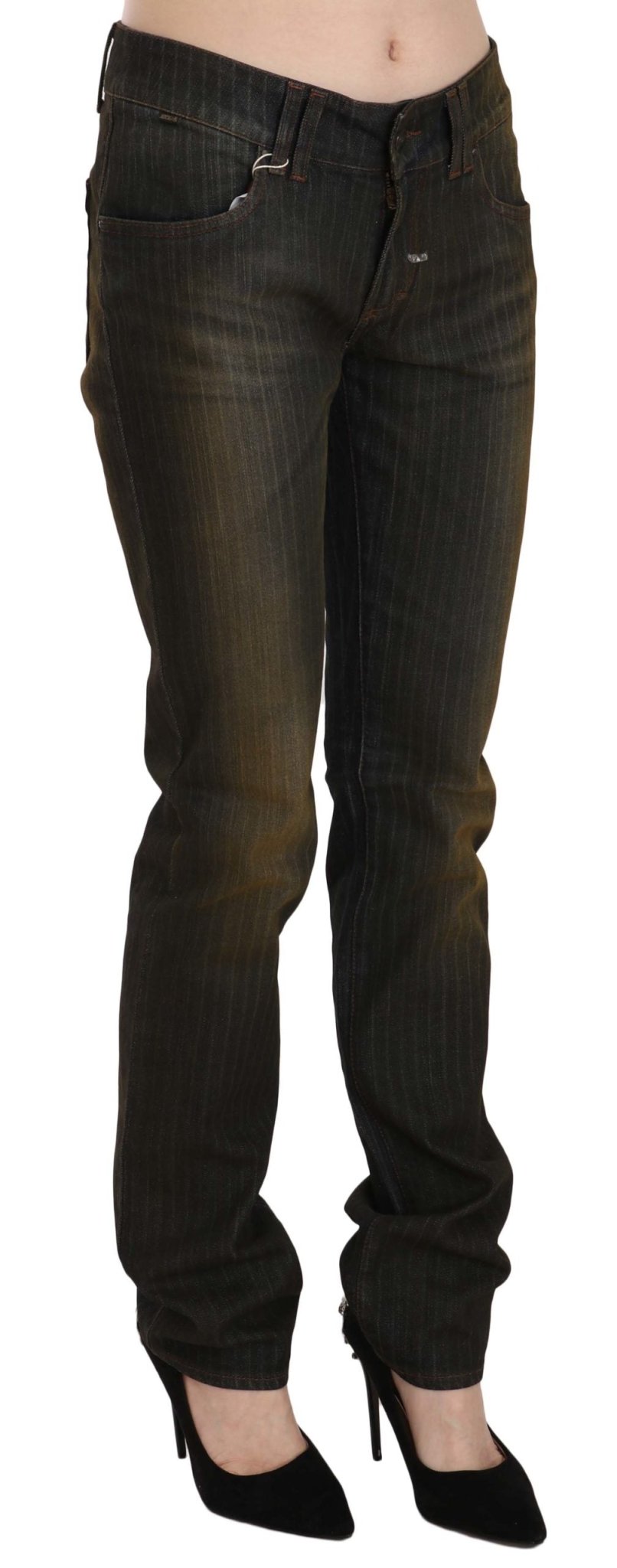 Black Washed Low Waist Slim Fit Denim Pants Jeans - coffeewithmee2Just CavalliP2304S