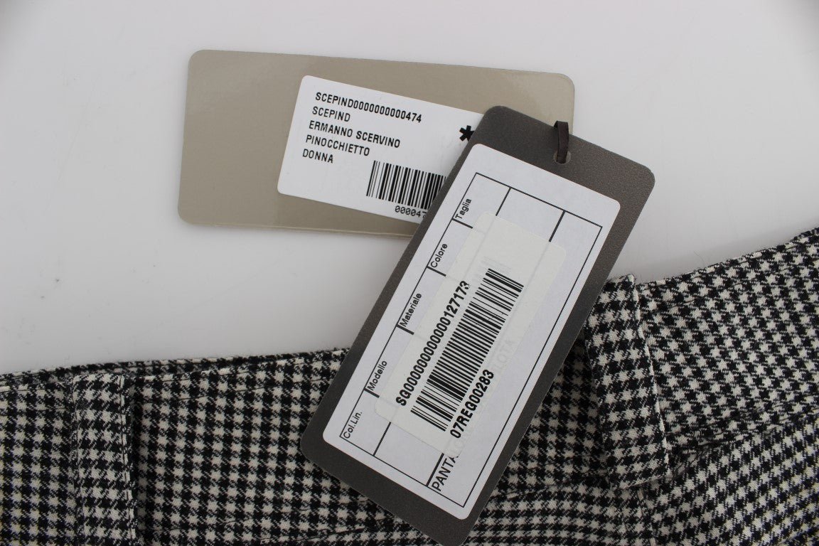 Black White Checkered Cotton Casual Pants - coffeewithmee2Ermanno ScervinoP1849S