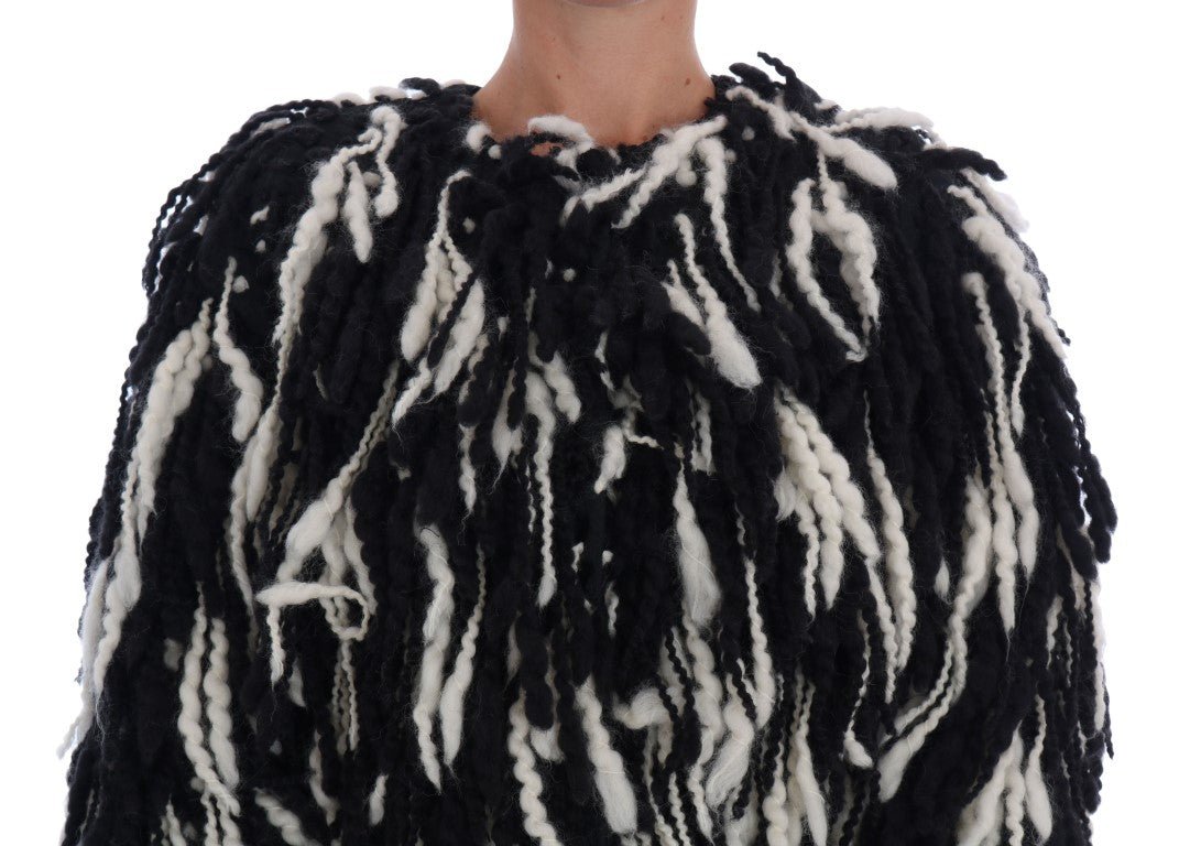 Black White Fringes Coat Wool Coat - coffeewithmee2Dolce & GabbanaP5705S