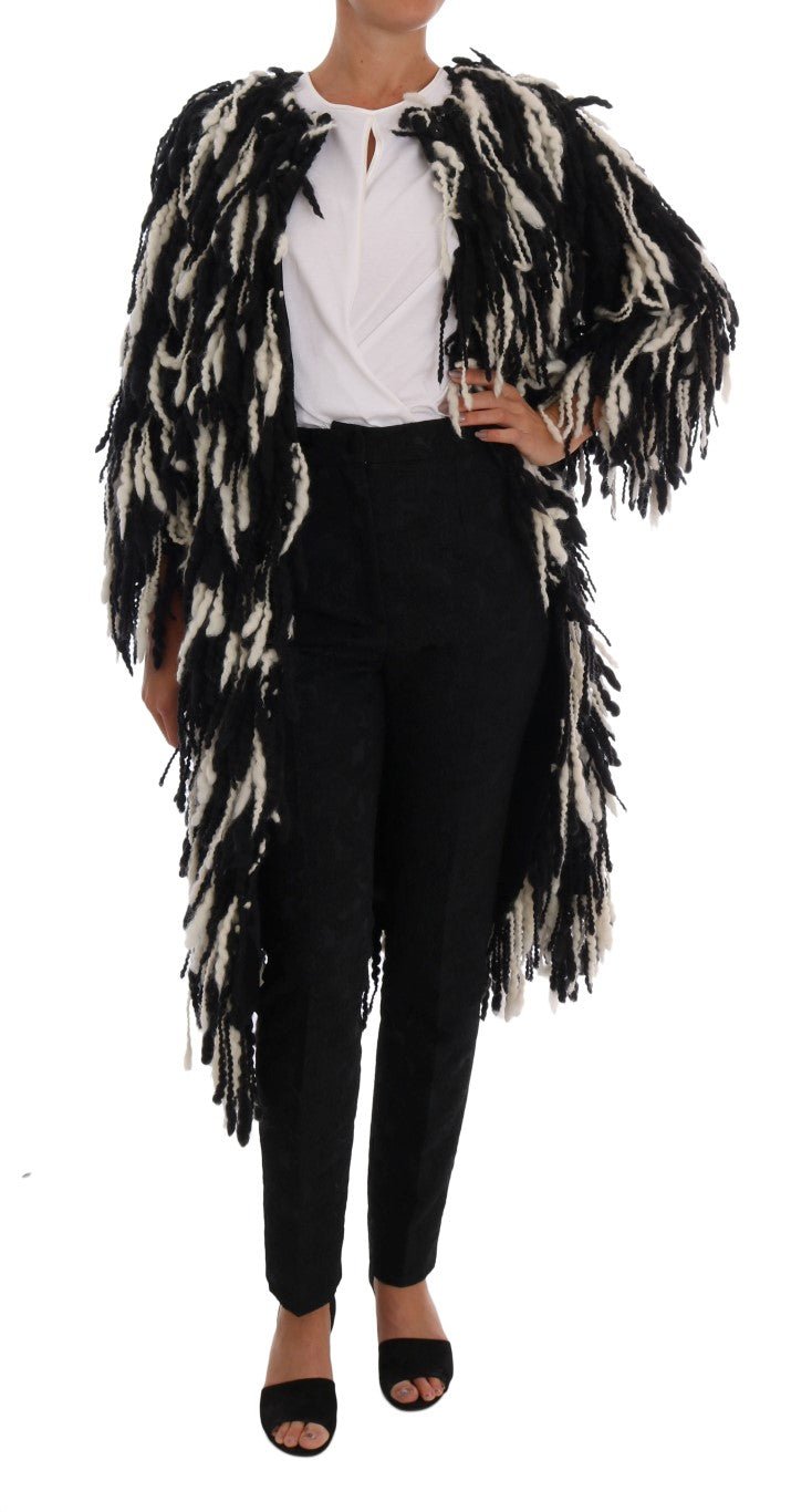 Black White Fringes Coat Wool Coat - coffeewithmee2Dolce & GabbanaP5705S