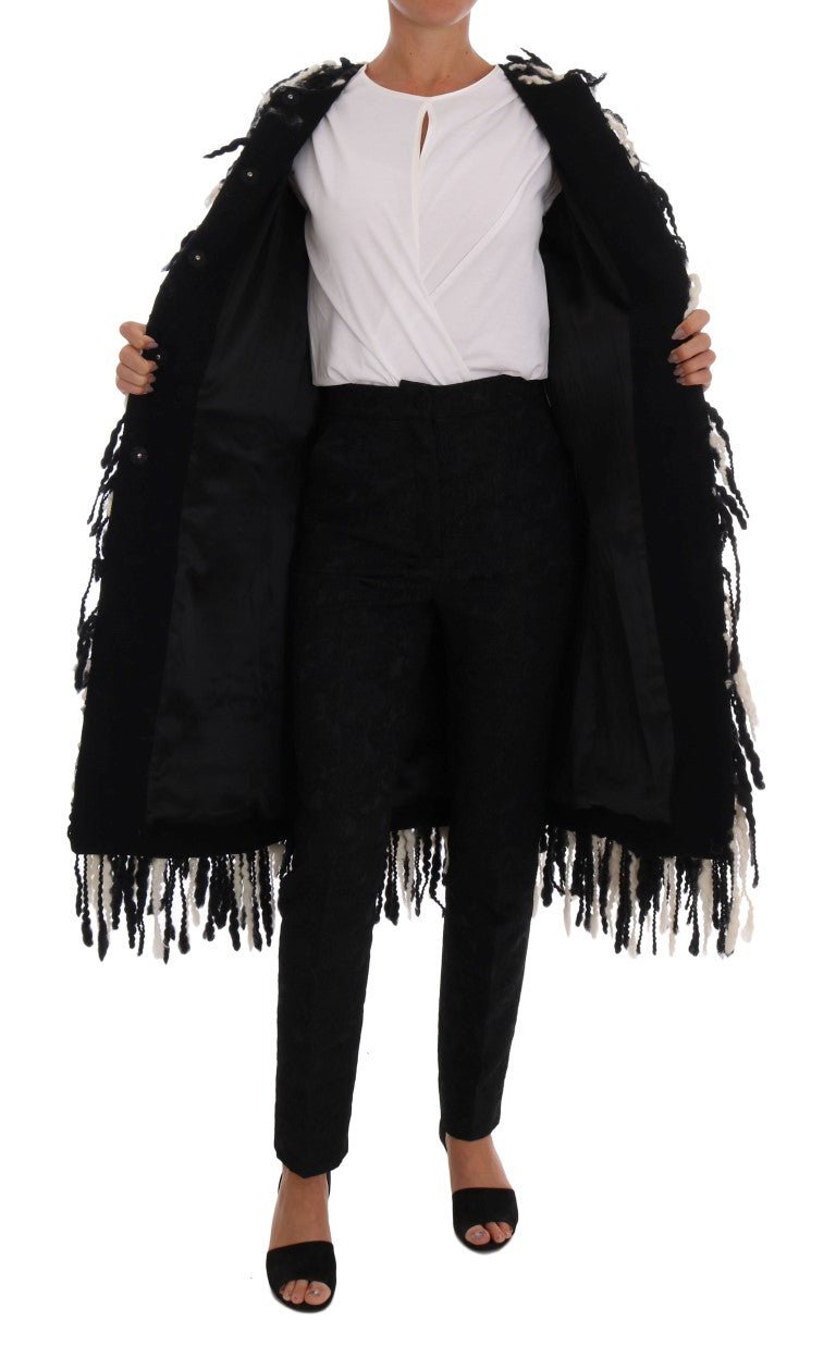 Black White Fringes Coat Wool Coat - coffeewithmee2Dolce & GabbanaP5705S