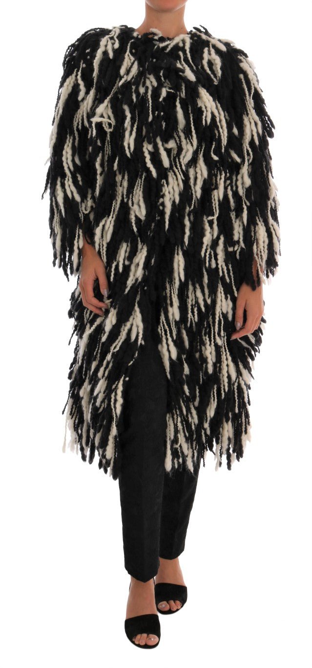 Black White Fringes Coat Wool Coat - coffeewithmee2Dolce & GabbanaP5705S