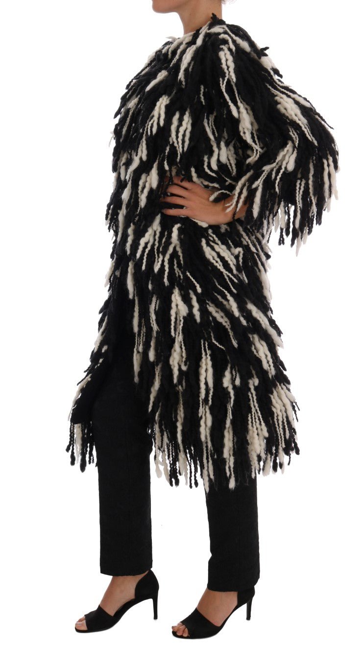 Black White Fringes Coat Wool Coat - coffeewithmee2Dolce & GabbanaP5705S