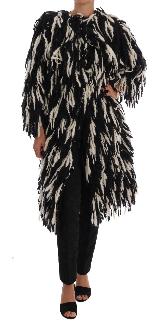Black White Fringes Coat Wool Coat - coffeewithmee2Dolce & GabbanaP5705S