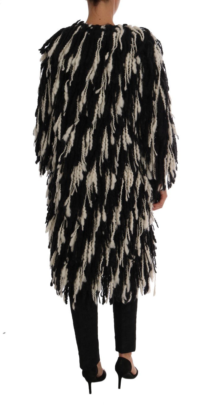 Black White Fringes Coat Wool Coat - coffeewithmee2Dolce & GabbanaP5705S
