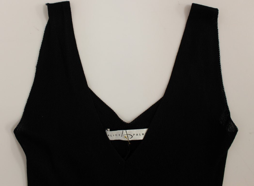 Black White Low V Neck Knitted Cocktail Dress - coffeewithmee2Alice PalmerP1223S