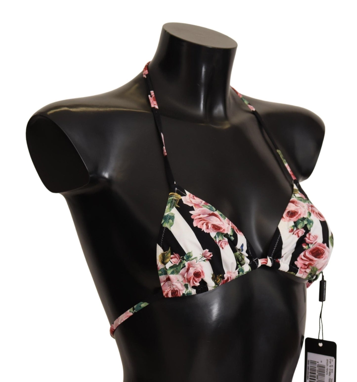 Black White Striped Floral Print Swimwear Bikini - coffeewithmee2Dolce & GabbanaP4990S