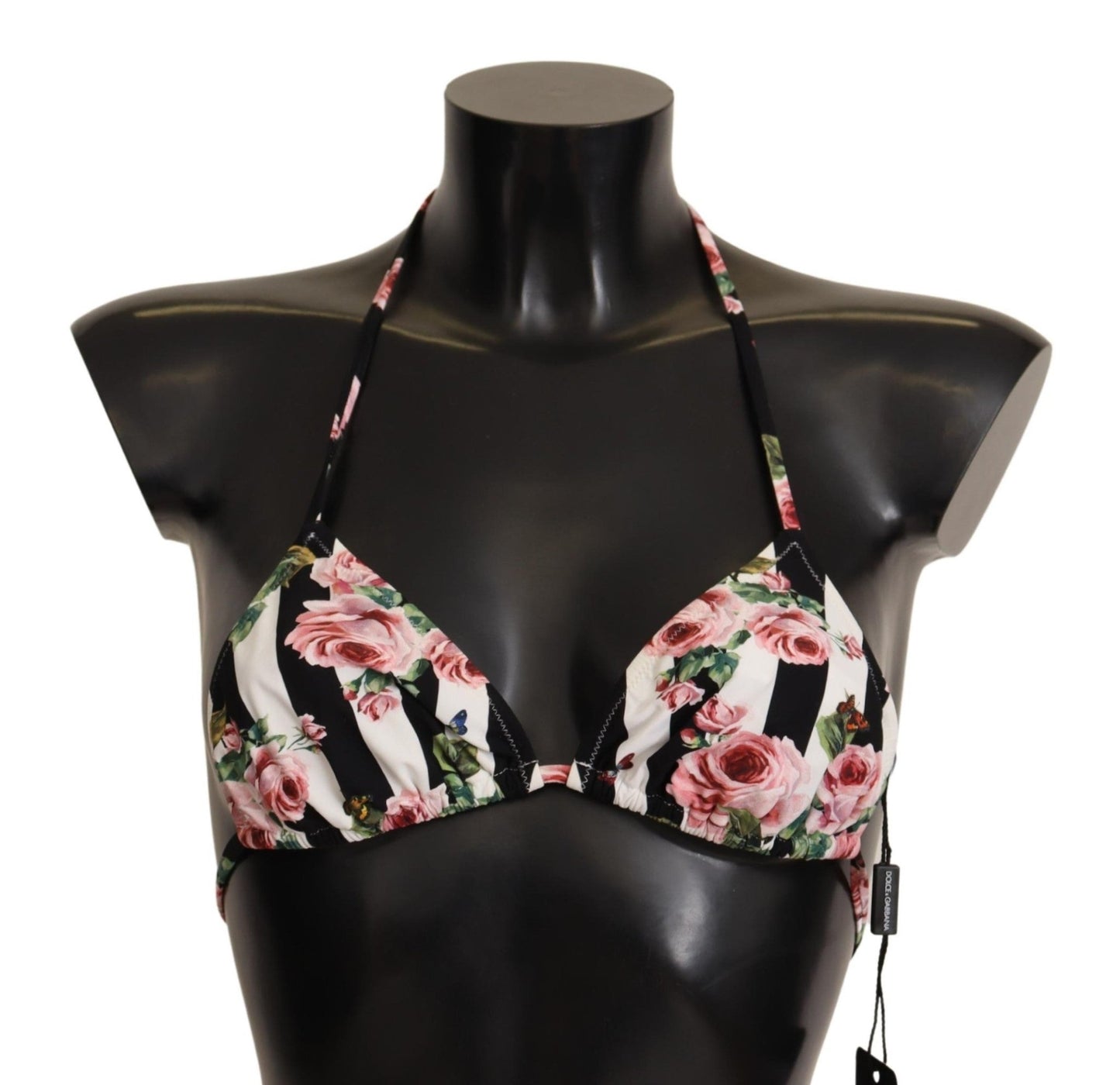 Black White Striped Floral Print Swimwear Bikini - coffeewithmee2Dolce & GabbanaP4990S