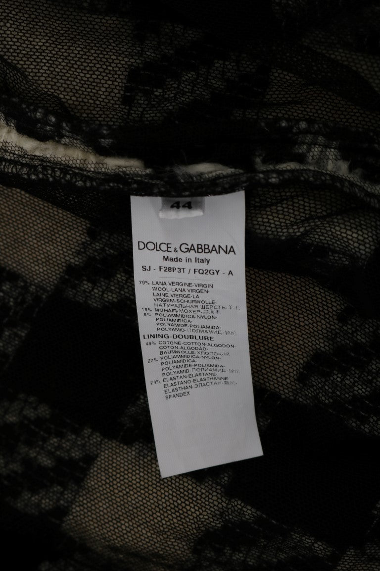 Black White Wool Knitted Crystal Jacket - coffeewithmee2Dolce & GabbanaP1992S