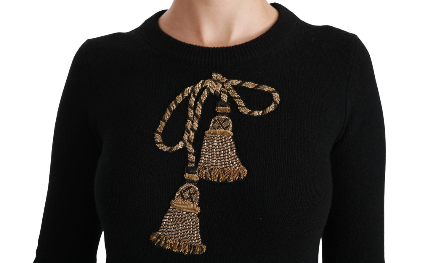 Black Wool Gold Tassel Pullover Sweater - coffeewithmee2Dolce & GabbanaP2888S