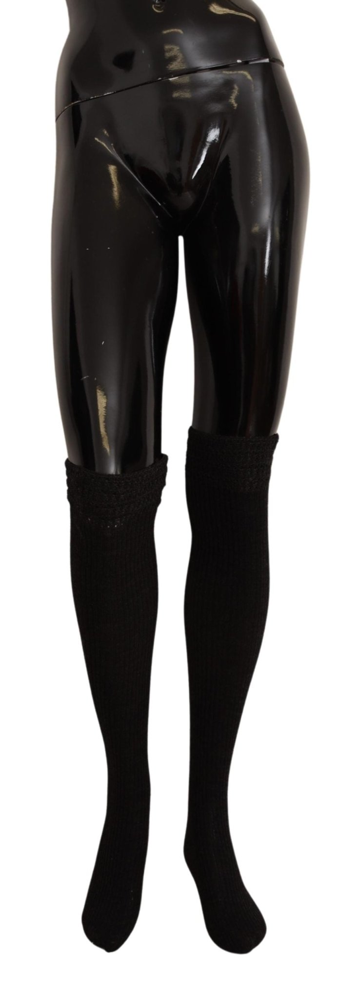 Black Wool Knit Knee High Women Socks - coffeewithmee2Ermanno ScervinoP4931S
