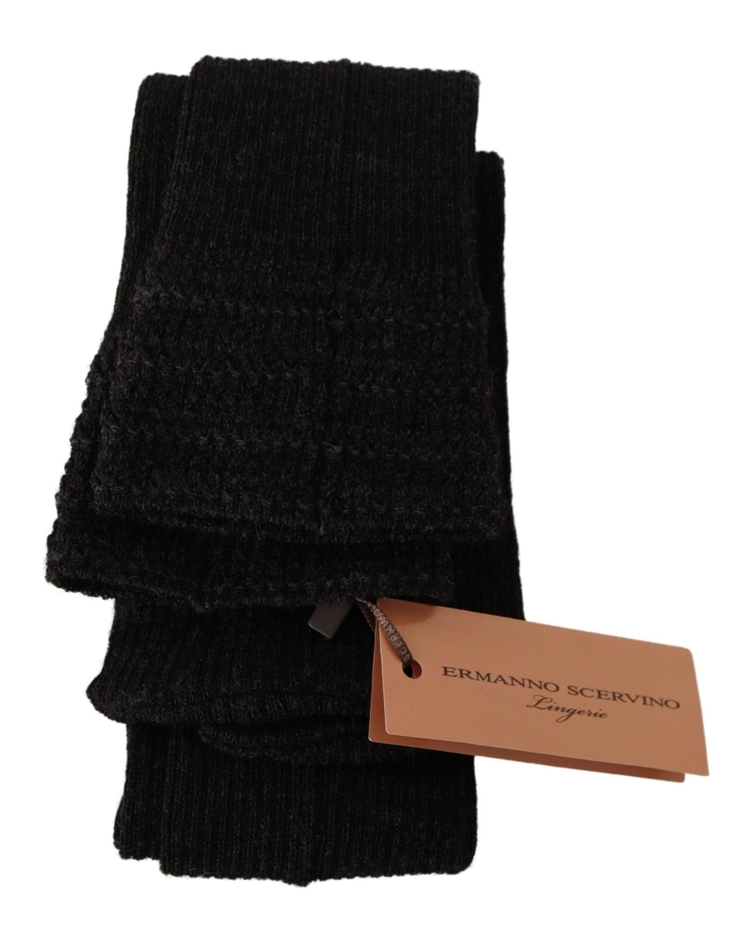 Black Wool Knit Knee High Women Socks - coffeewithmee2Ermanno ScervinoP4931S