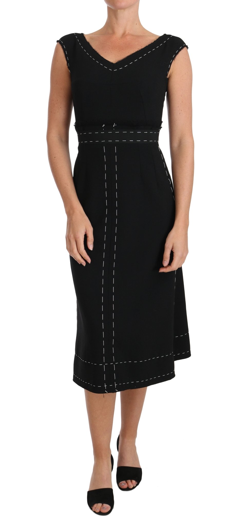 Black Wool Stretch A-line Sheath Dress - coffeewithmee2Dolce & GabbanaP5798S