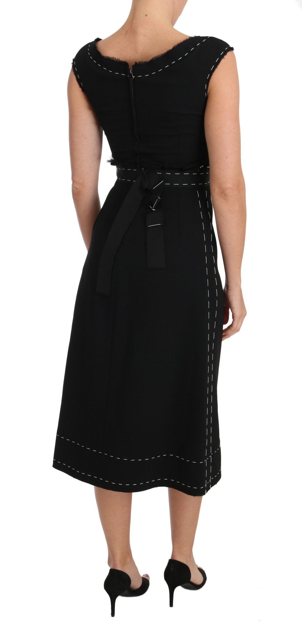 Black Wool Stretch A-line Sheath Dress - coffeewithmee2Dolce & GabbanaP5798S